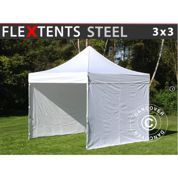 FleXtents Steel 3x3m inkl 4st sidovggar