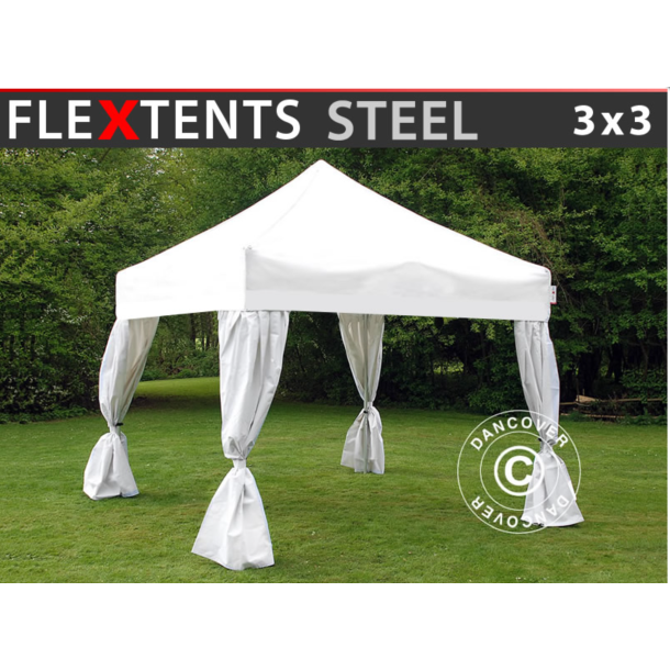 FleXtents Steel 3x3m inkl 4st dekorativa gardiner