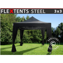 FleXtents Steel 3x3m inkl 4st dekorativa gardiner