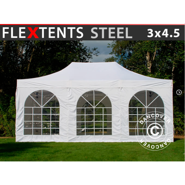 FleXtents Steel 3x4,5m inkl 4st sidovggar