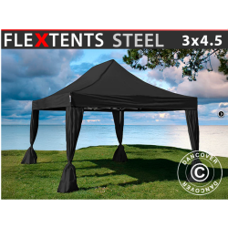FleXtents Steel 3x4,5m inkl 4st dekorativa gardiner