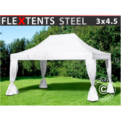 FleXtents Steel 3x4,5m inkl 4st dekorativa gardiner
