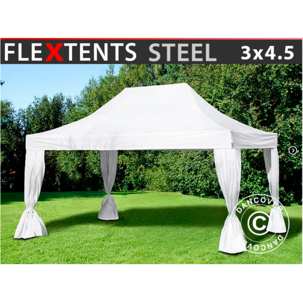FleXtents Steel 3x4,5m inkl 4st dekorativa gardiner
