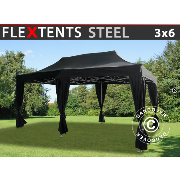 FleXtents Steel 3x6m inkl 6st dekorativa gardiner