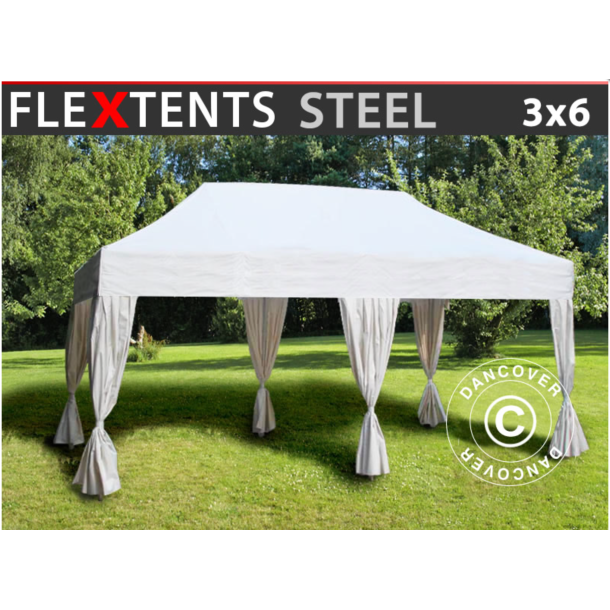 FleXtents Steel 3x6m inkl 6st dekorativa gardiner