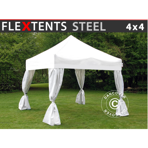 FleXtents Steel 4x4m inkl 4st dekorativa gardiner