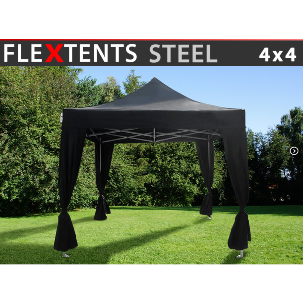 FleXtents Steel 4x4m inkl 4st dekorativa gardiner