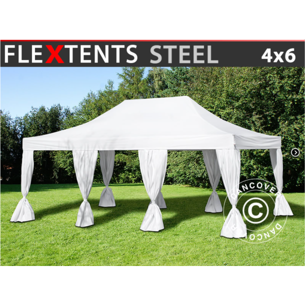 FleXtents Steel 4x6m inkl 8st dekorativa gardiner