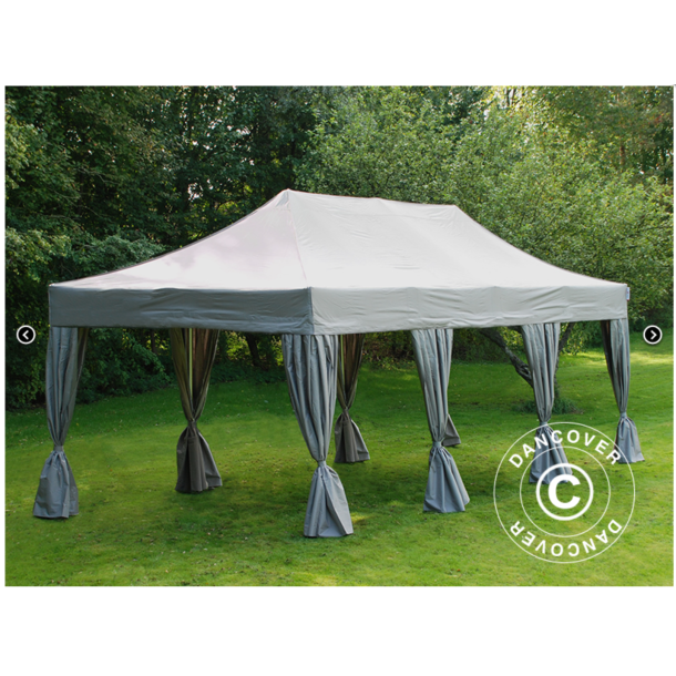 Flextents PRO Steel 4x6m inkl. 8st sidor &amp; 8st dekorativa hrngardiner