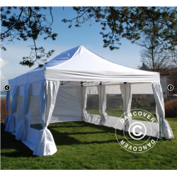 Flextents PRO Steel 4x6m inkl. 8st sidor &amp; 8st dekorativa hrngardiner