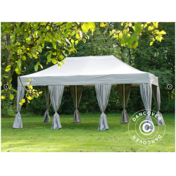 Flextents PRO Steel 4x6m inkl. 8st sidor &amp; 8st dekorativa hrngardiner
