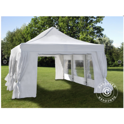 Flextents PRO Steel 4x6m inkl. 8st sidor &amp; 8st dekorativa hrngardiner