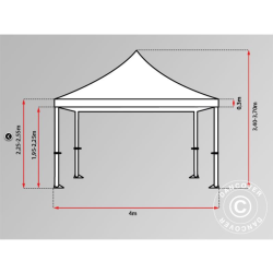 Flextents PRO Steel 4x8m inkl. 6st sidor &amp; 6st dekorativa hrngardiner