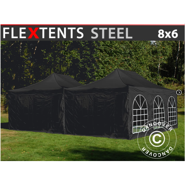 FleXtents Steel 8x6m inkl 8st sidovggar