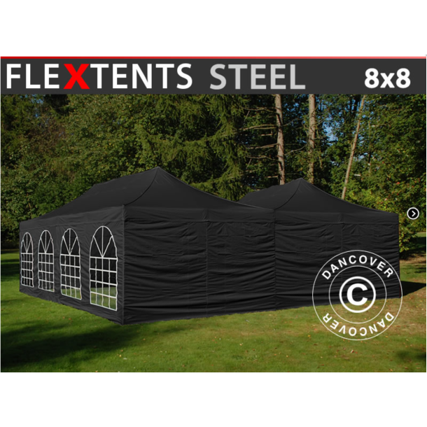 FleXtents Steel 8x8m inkl 8st sidovggar