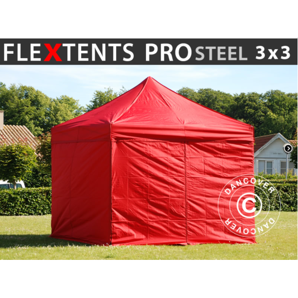 FleXtents PRO Steel 3x3m inkl 4st sidovggar