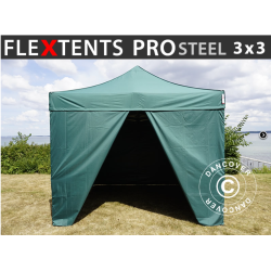 FleXtents PRO Steel 3x3m inkl 4st sidovggar