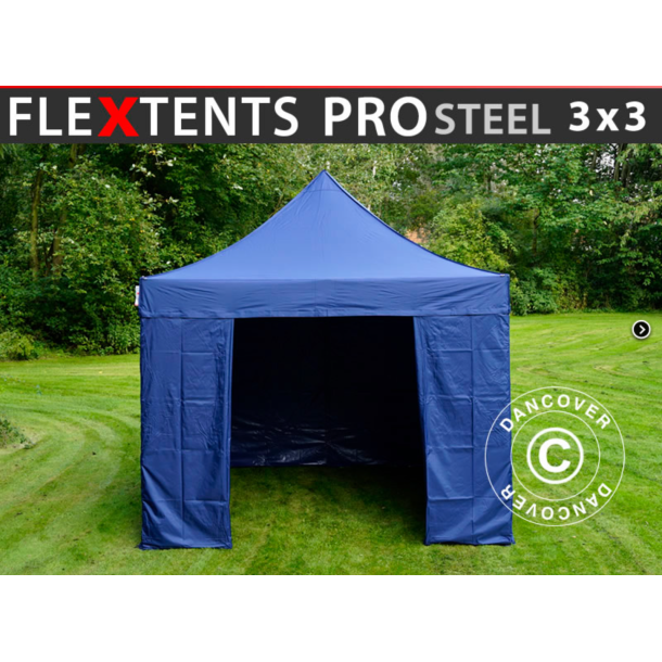 FleXtents PRO Steel 3x3m inkl 4st sidovggar