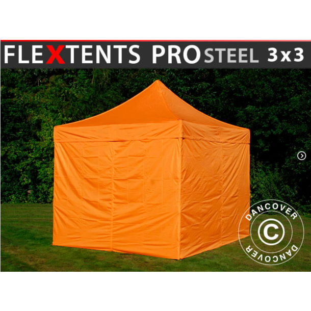 FleXtents PRO Steel 3x3m inkl 4st sidovggar