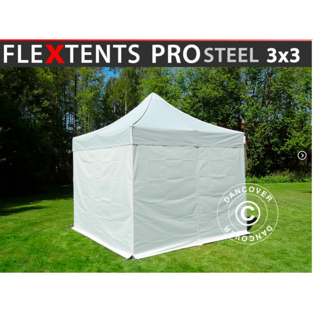 FleXtents PRO Steel 3x3m inkl 4st sidovggar