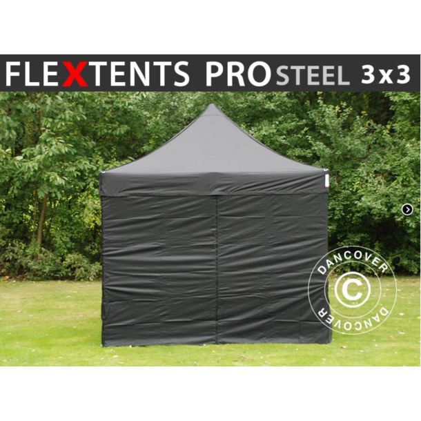 FleXtents PRO Steel 3x3m inkl 4st sidovggar