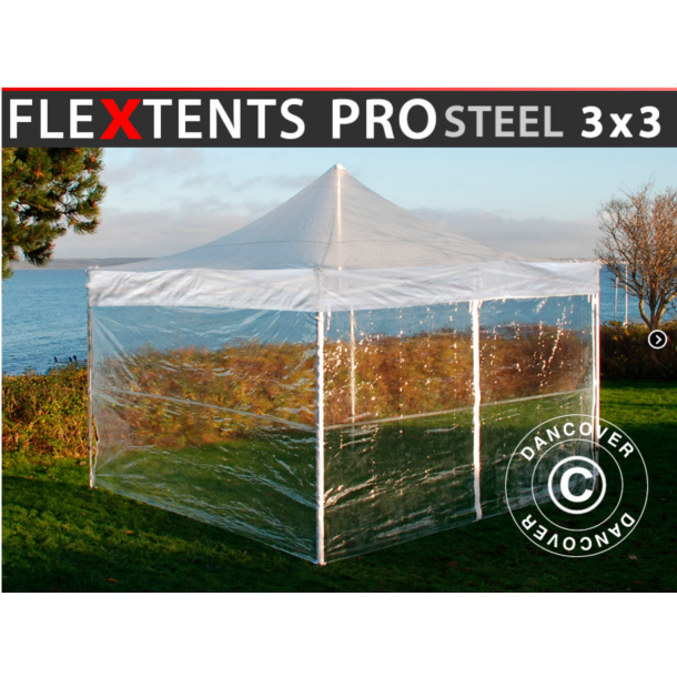 FleXtents PRO Steel 3x3m inkl 4st sidovggar