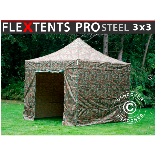 FleXtents PRO Steel 3x3m inkl 4st sidovggar