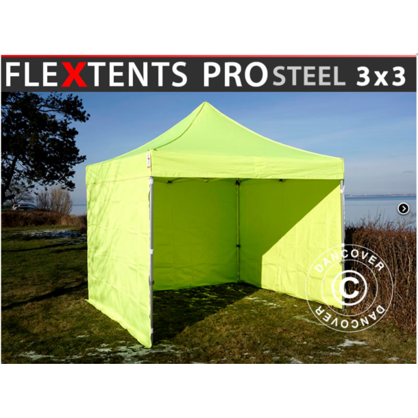 FleXtents PRO Steel 3x3m inkl 4st sidovggar