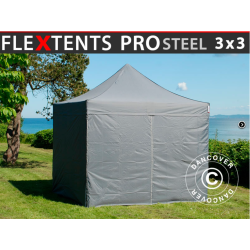 FleXtents PRO Steel 3x3m inkl 4st sidovggar