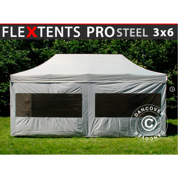 FleXtents PRO Steel 3x6m inkl 6st sidovggar