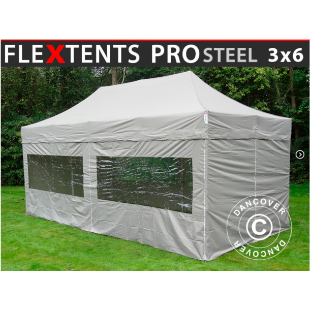 FleXtents PRO Steel 3x6m inkl 6st sidovggar