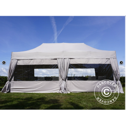 Flextents PRO Steel 3x6m inkl. 4st sidor &amp; 6st dekorativa hrngardiner, Latte