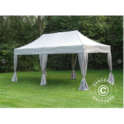 Flextents PRO Steel 3x6m inkl. 4st sidor &amp; 6st dekorativa hrngardiner, Latte