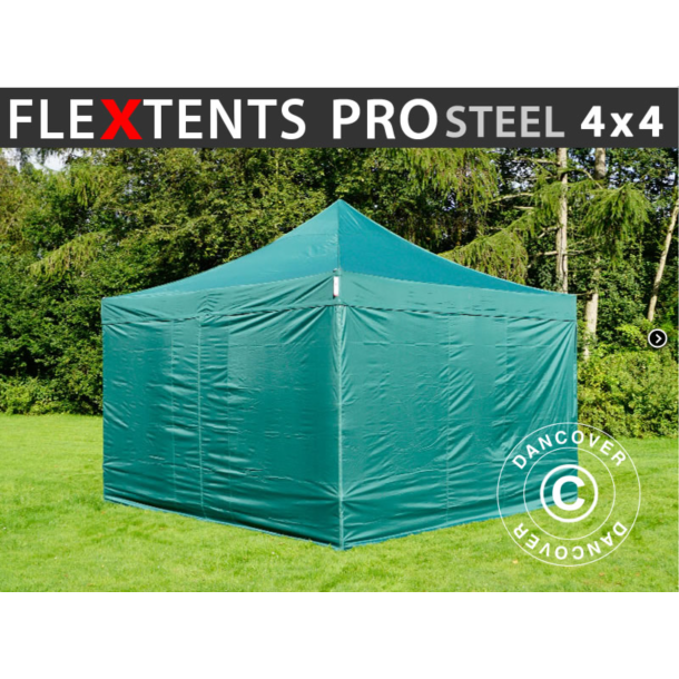 FleXtents PRO Steel 4x4m inkl 4st sidovggar