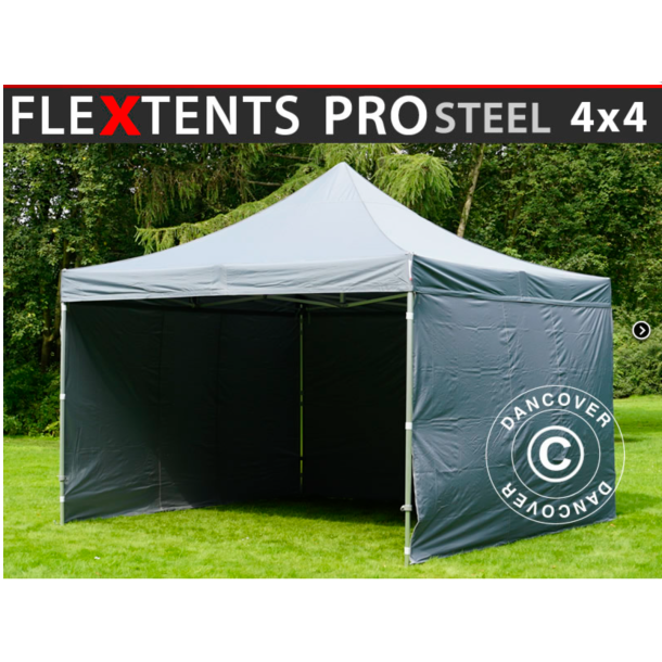 FleXtents PRO Steel 4x4m inkl 4st sidovggar