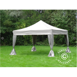 Flextents PRO Steel 4x4m inkl. 4st dekorativa hrngardiner, Latte