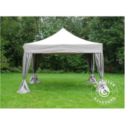 Flextents PRO Steel 4x4m inkl. 4st dekorativa hrngardiner, Latte