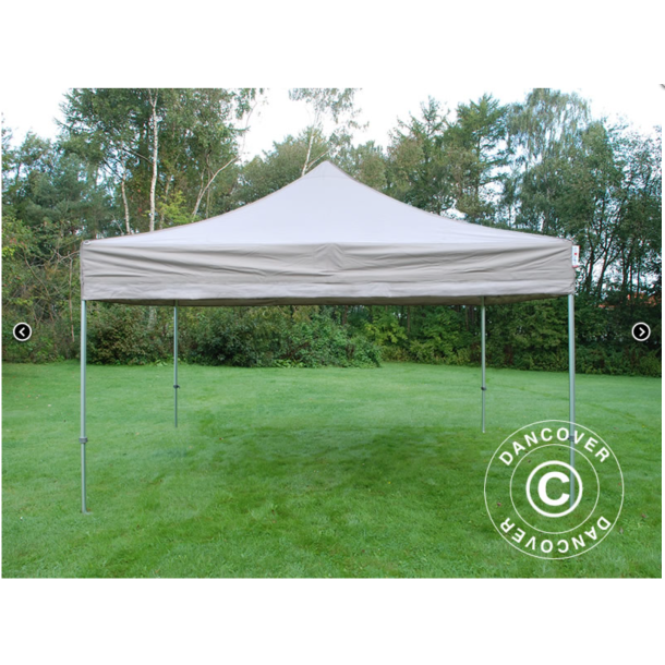 Flextents PRO Steel 4x4m inkl. 4st dekorativa hrngardiner, Latte