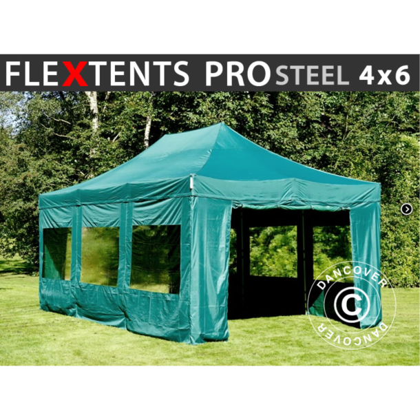 FleXtents PRO Steel 4x6m inkl 8st sidovggar