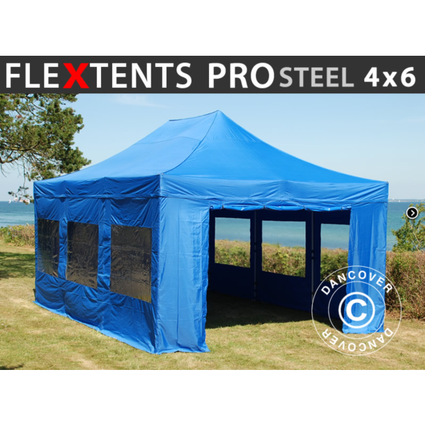 FleXtents PRO Steel 4x6m inkl 8st sidovggar