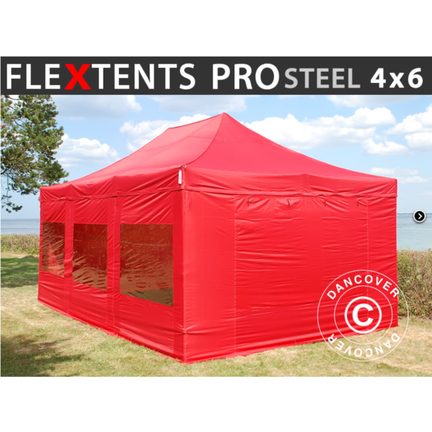 FleXtents PRO Steel 4x6m inkl 8st sidovggar