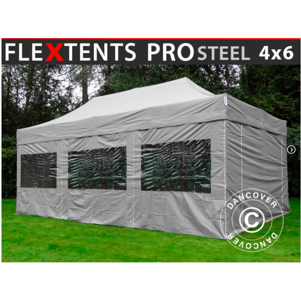 FleXtents PRO Steel 4x6m inkl 8st sidovggar