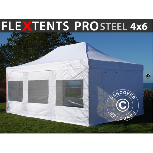 FleXtents PRO Steel 4x6m inkl 8st sidovggar