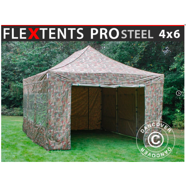 FleXtents PRO Steel 4x6m inkl 8st sidovggar