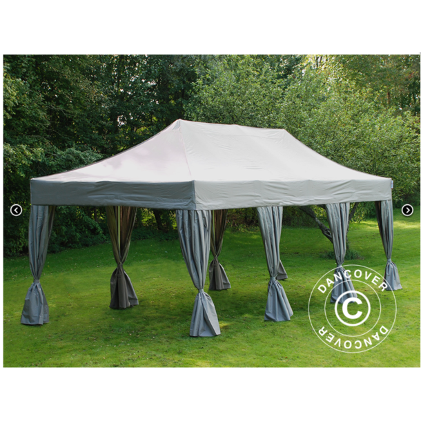 Flextents PRO Steel 4x6m inkl. 8st dekorativa hrngardiner