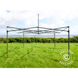 Flextents PRO Steel 4x6m "Peaked" inkl. 8st dekorativa hrngardiner, Latte