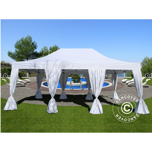 Flextents PRO Steel 4x6m inkl. 8st dekorativa hrngardiner