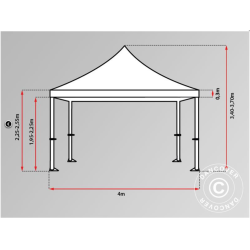 Flextents PRO Steel 4x6m "Peaked" inkl. 8st dekorativa hrngardiner, Latte