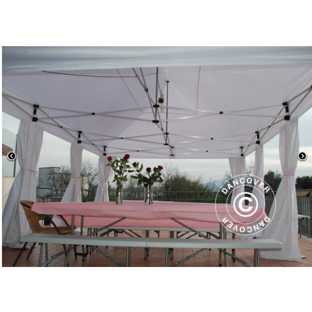 Flextents PRO Steel 4x6m inkl. 8st dekorativa hrngardiner