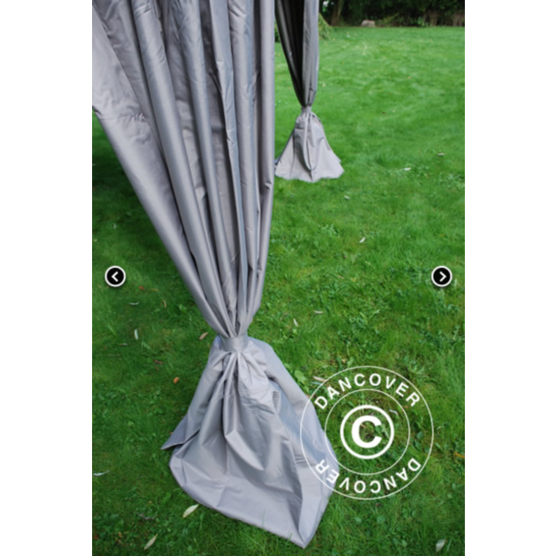 Flextents PRO Steel 4x6m "Peaked" inkl. 8st dekorativa hrngardiner, Latte